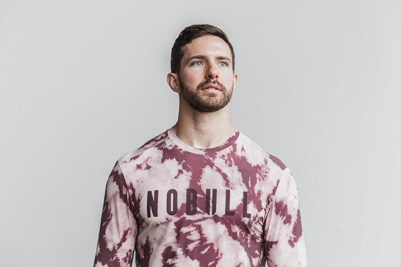 Pink Nobull Tee (TIE-DYE) Men's Long Sleeve | CA I1576L